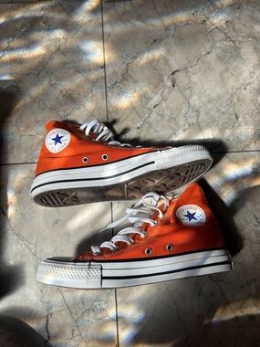 Converse High Top Sneakers in Bright Orange and White